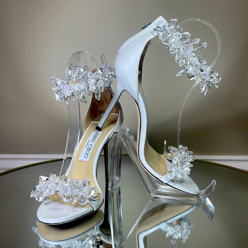 Jimmy Choo Maisel 100 Crystal Embellished heeled sandals sz 38 - Picture 5 of 17
